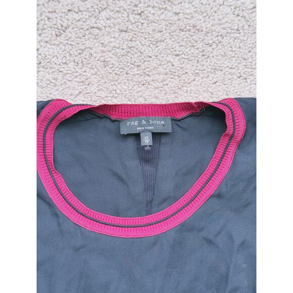 Rag & Bone Ringer Sleeveless Top Black Contrast Collar XS Quiet Luxury Fall Chic - Picture 4 of 7